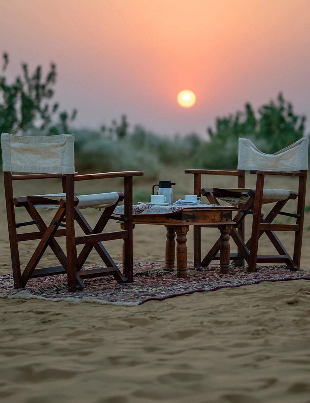 High tea set up on the sand dunes